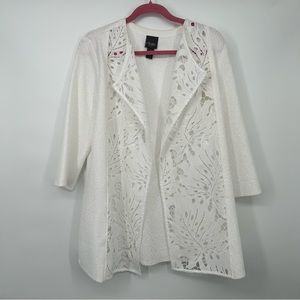Chico’s Traveler’s Collection white lace duster cardigan size 1